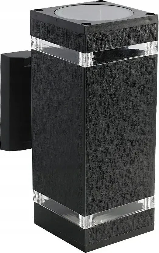 Kültéri kerti fali lámpa szögletes fekete felső alsó IP44 V-tac