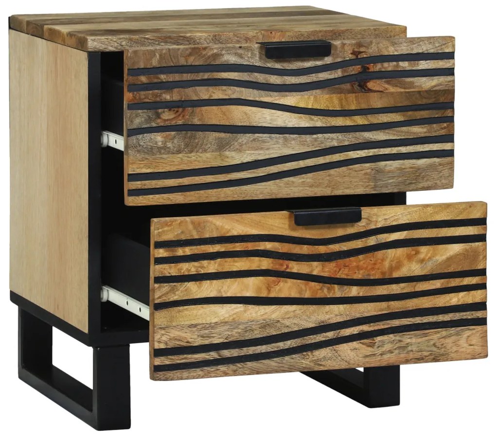 vidaXL Éjjeliszekrény fiókkal 2 pcs Barna 40 x 33 x 46 cm Tömör akácfa