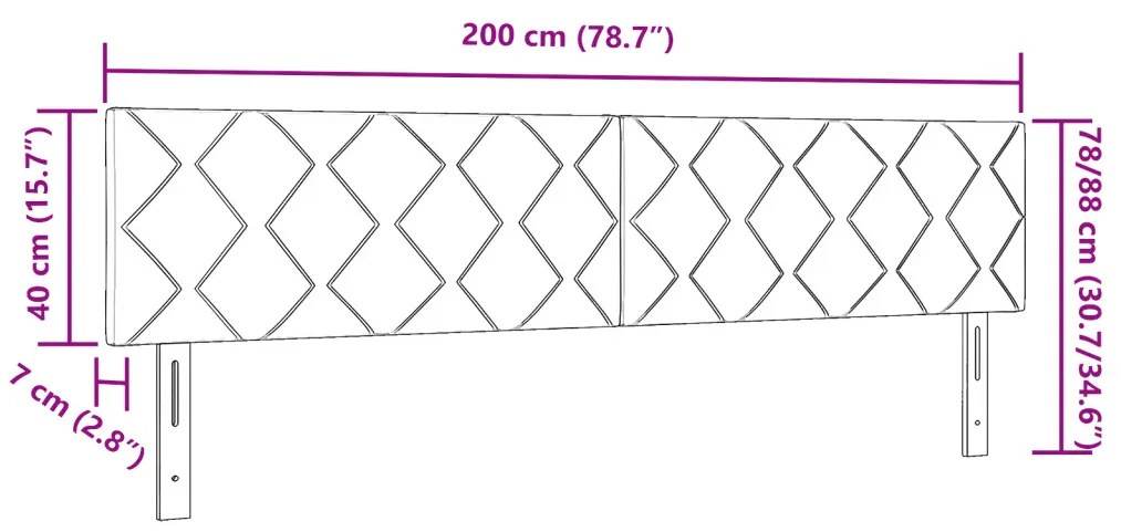 LED háttámla gyémánt blokk mintával Kék 200 cm Szövet