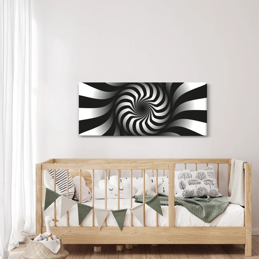 Absztrakt kép egy fekete-fehér spirál (120x50 cm)