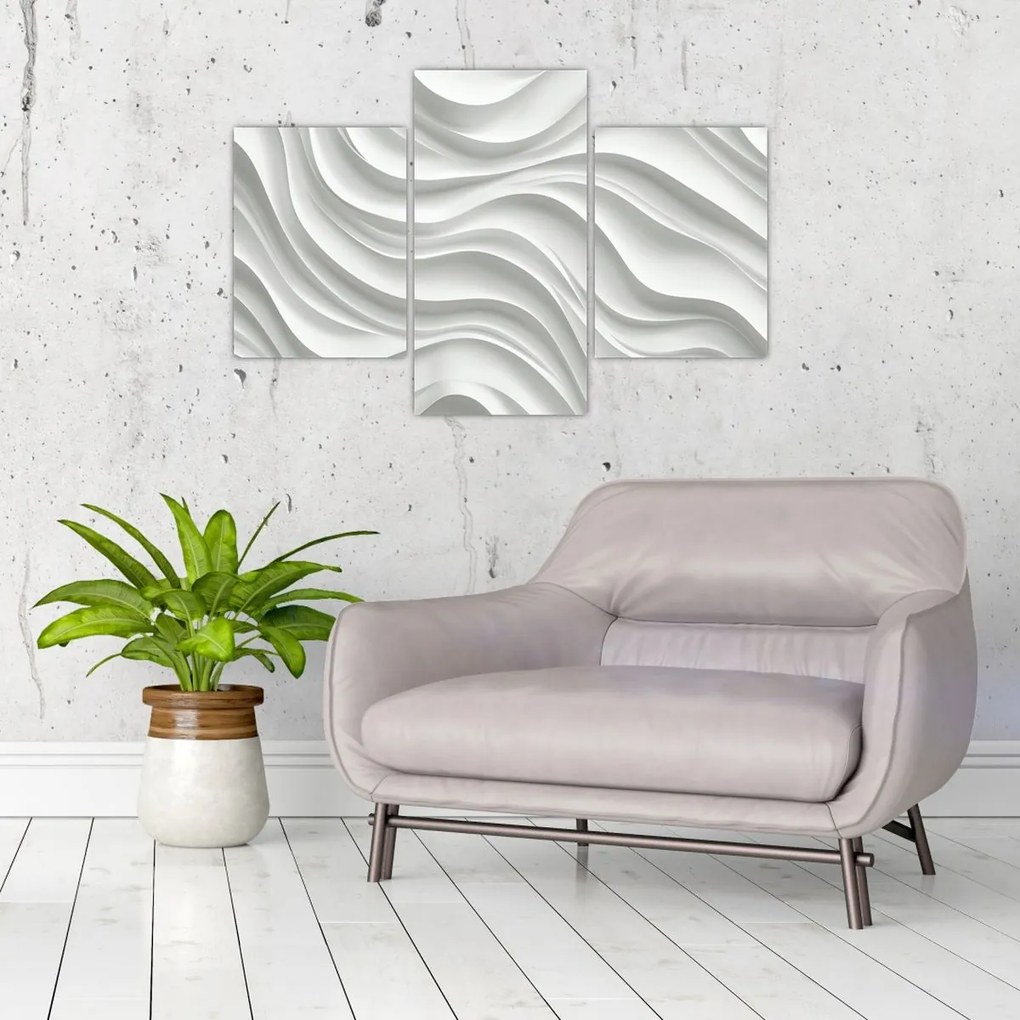 Kép - 3D fehér hullámok (90x60 cm)