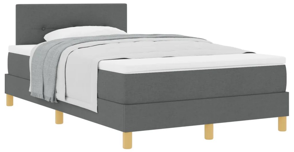 Boxspring ágy matraccal sötét szürkében 120x200 cm szövet