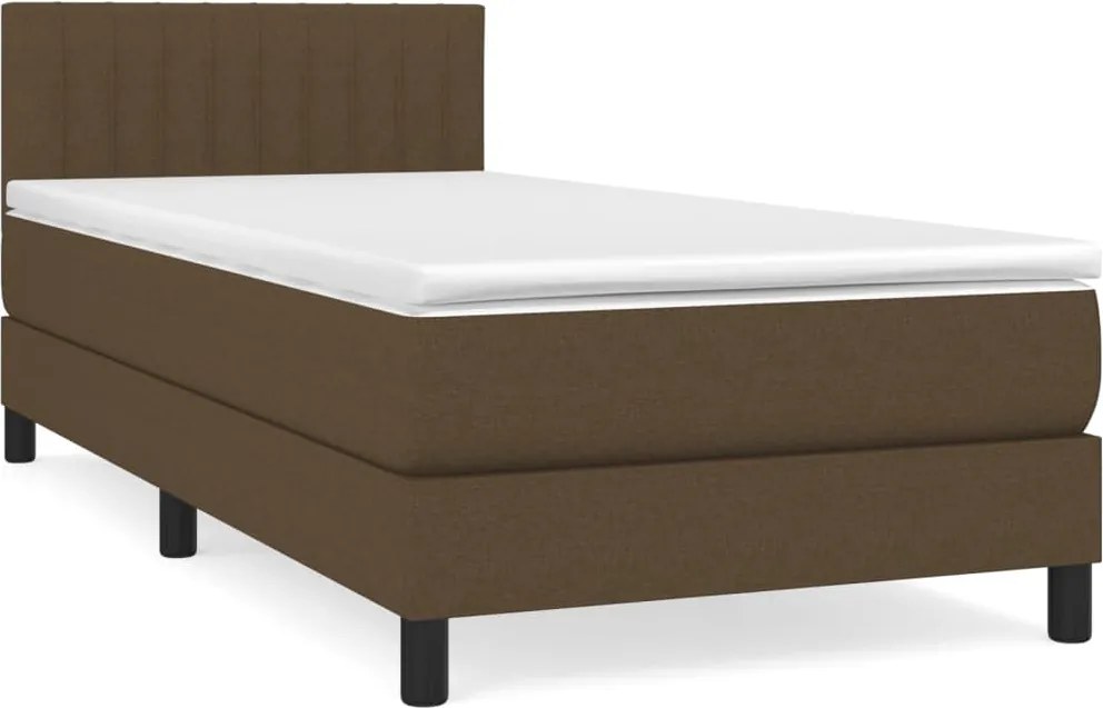 vidaXL sötétbarna szövet rugós ágy matraccal 90 x 190 cm