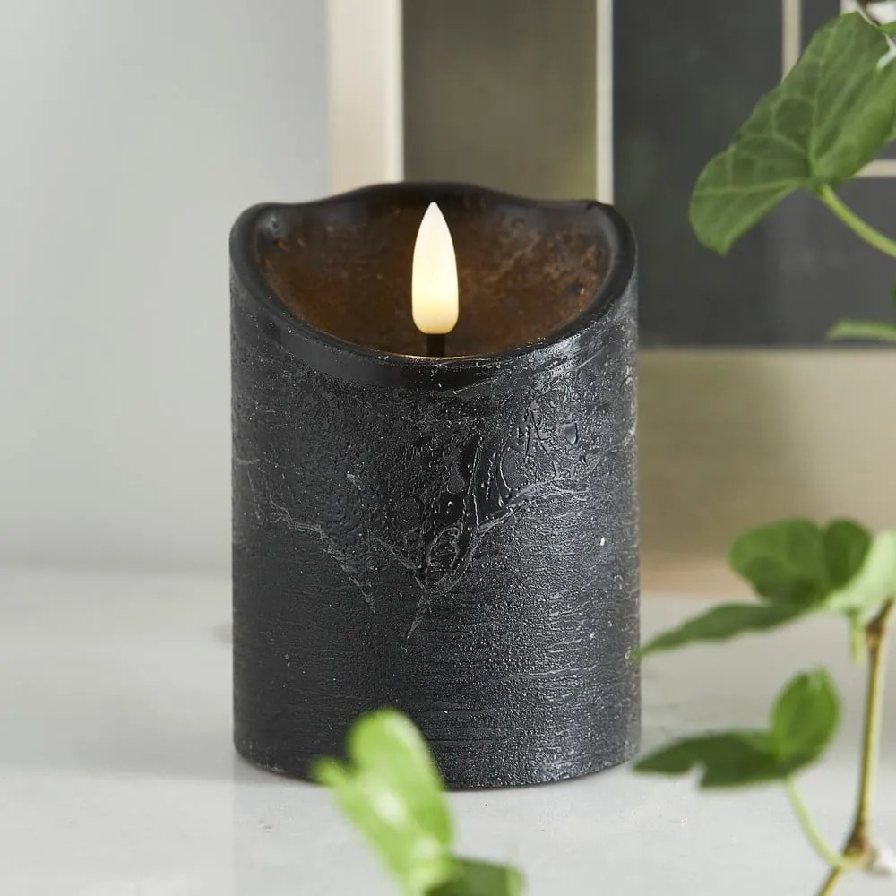 Flamme Rustic fekete LED viaszgyertya, magasság 10 cm - Star Trading