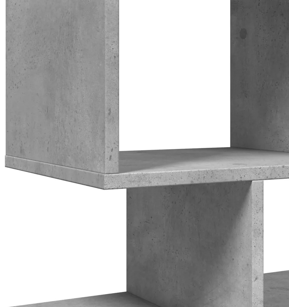 betonszürke szerelt fa elválasztó könyvespolc 92x29x112 cm