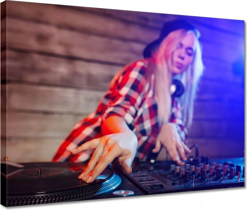 Vászonkép 40x30 Dj Csaj Dj lemezjátszó