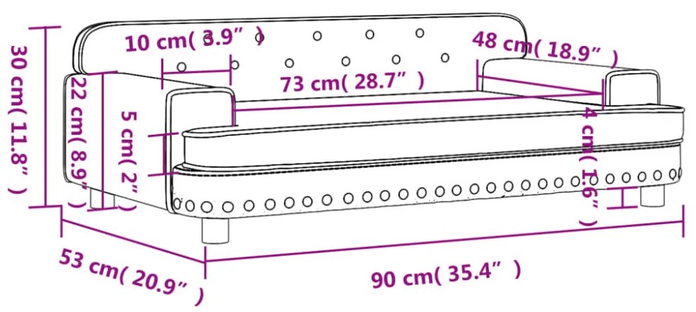 vidaXL fekete bársony gyerekkanapé 90 x 53 x 30 cm