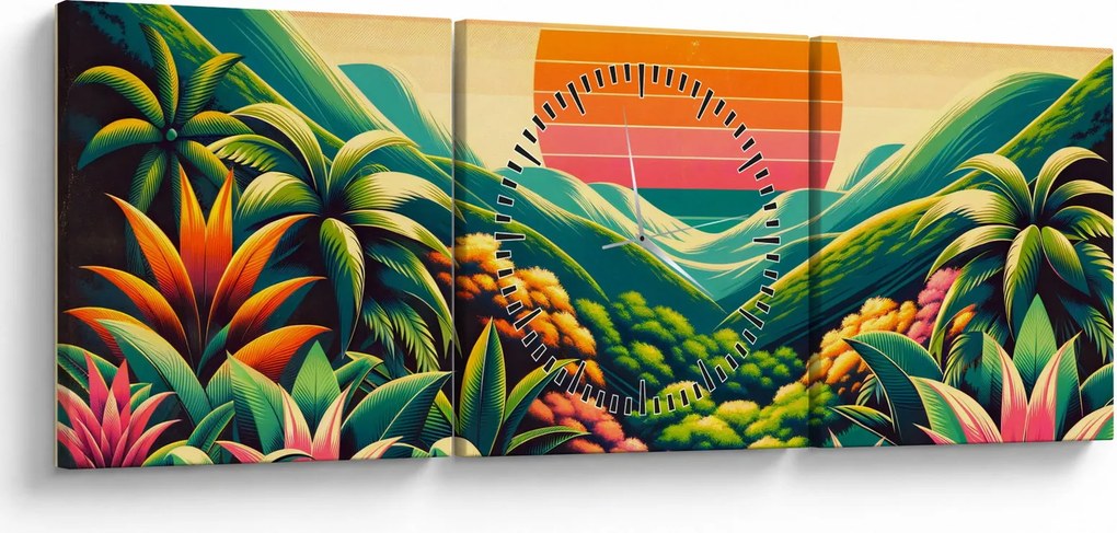Kép - Színes naplemente (órával) (90x30 cm)