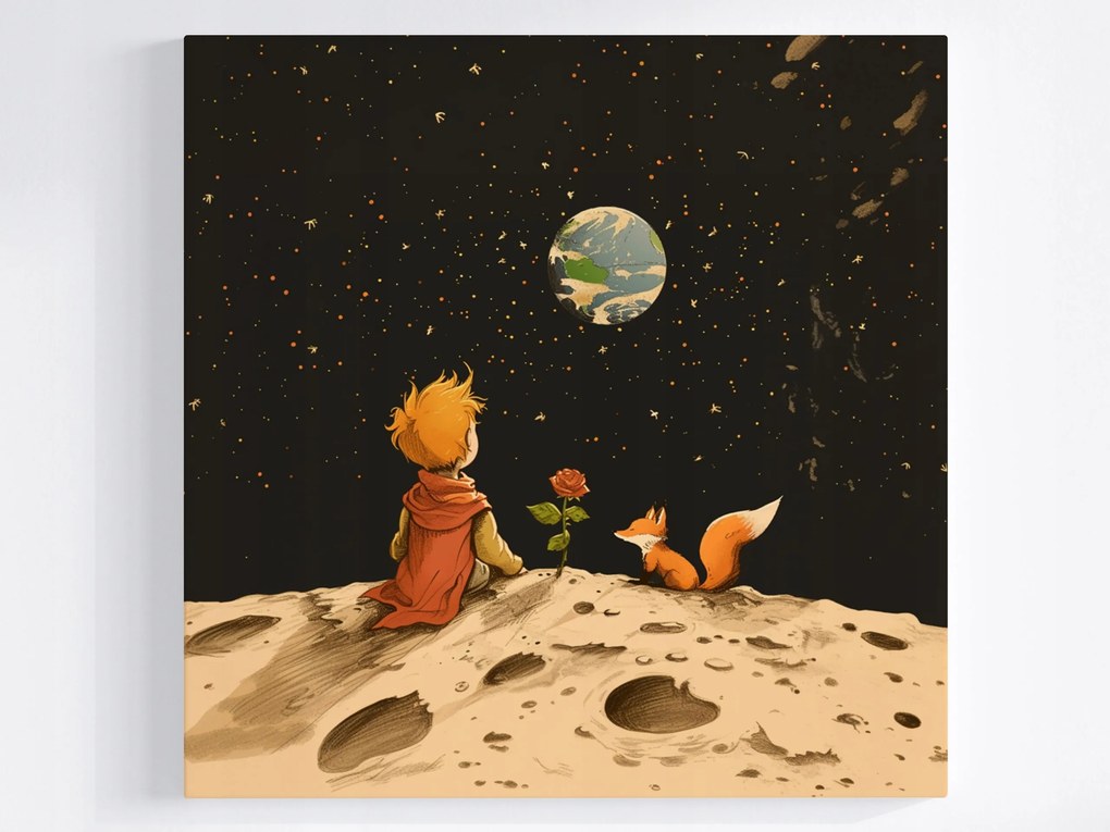 Poszter Gyerekek Kis Herceg Róka Bolygó Kozmosz 40x40