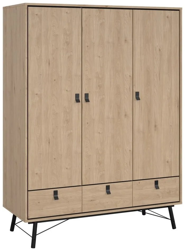 Natúr színű ruhásszekrény tölgyfa dekorral 150x200 cm Ry – Tvilum