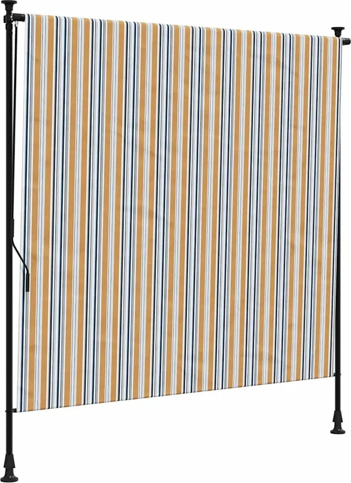 vidaXL sárga és fehér szövet és acél kültéri roló 150 x 270 cm