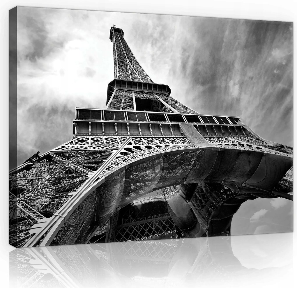 Vászonkép 70x50 Párizsi ikon fekete-fehér Eiffel-torony Loft Nappali