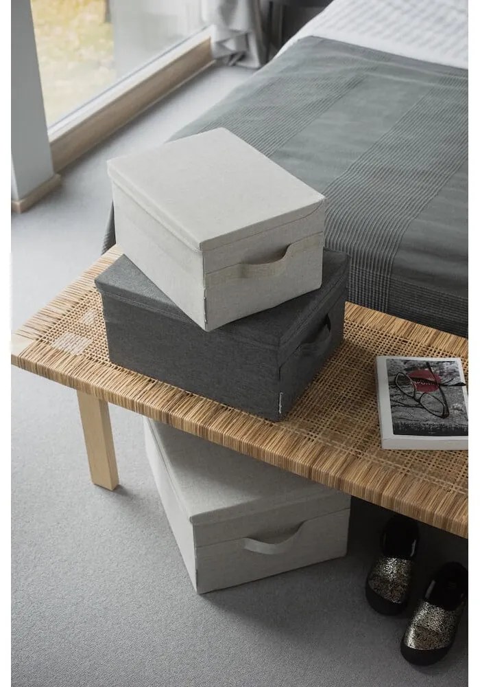 Bézs fedeles textil tárolódoboz 35x19x26 cm Soft Storage – Bigso Box of Sweden