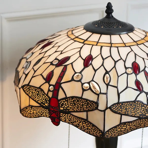 Endon klasszikus tiffany asztali lámpa dragonfly beige sötétbarna sokszínű end64085
