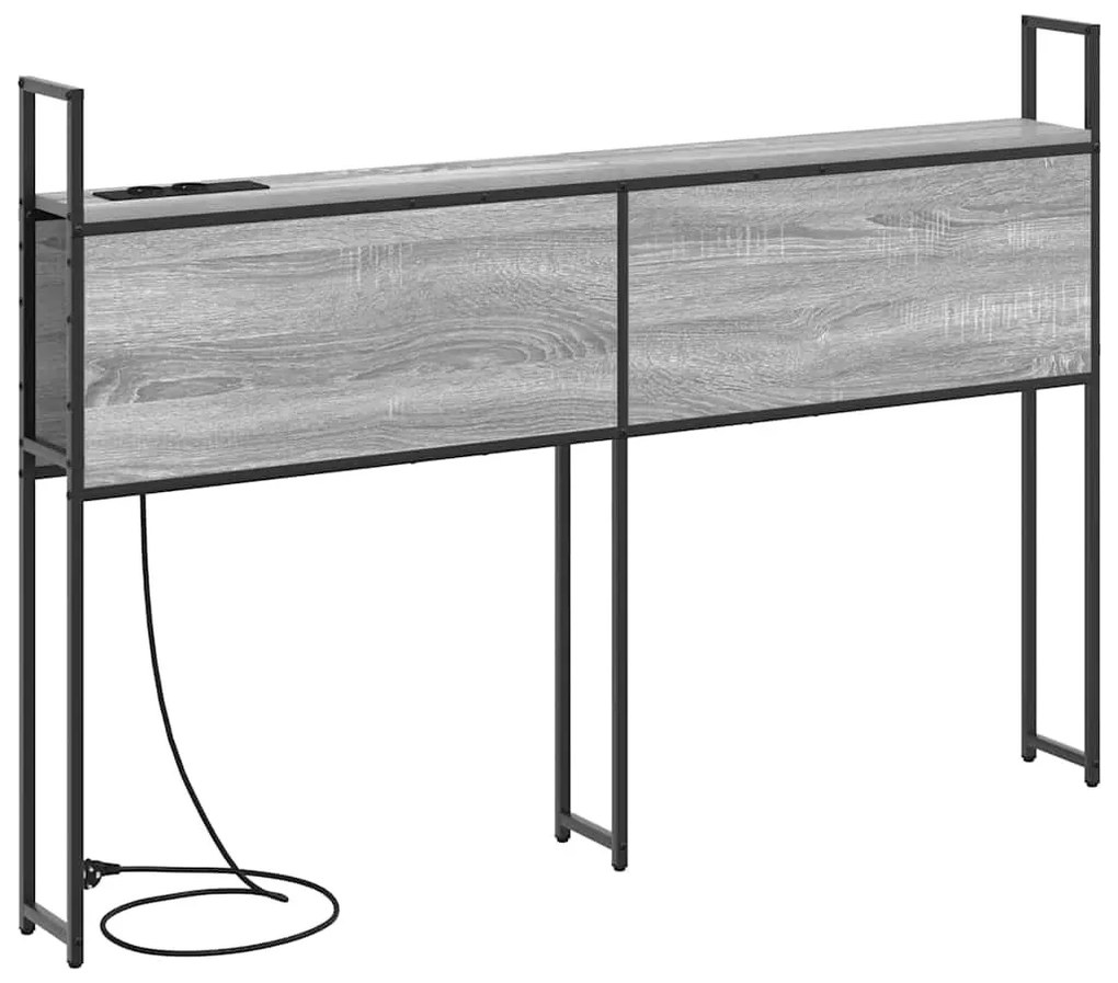 Tárolós Fejtámla Töltő Állomással Szürke sonoma 135 cm Faanyag