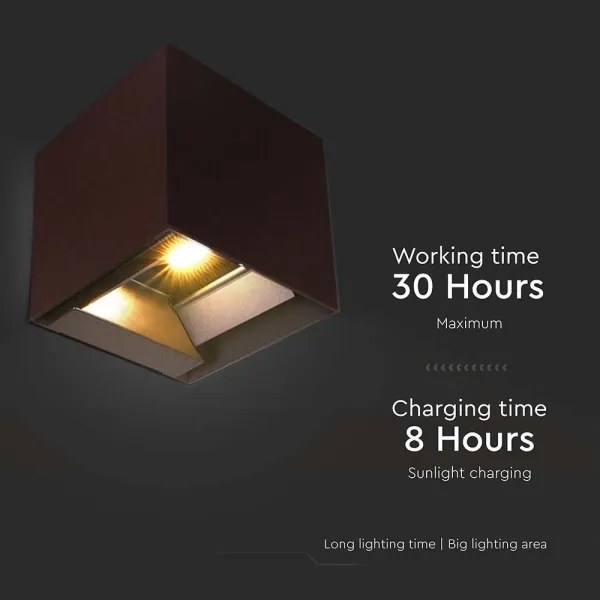 LED napelemes fali lámpa szenzorral LED/9W/3,7V 3000/4000/5000K IP65 barna