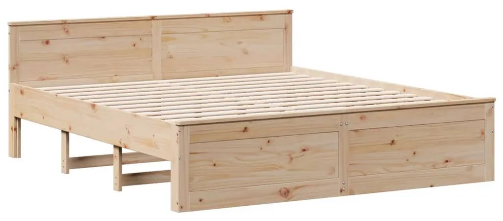 tömör fenyőfa ágy matrac nélkül fejtámlával 200 x 200 cm