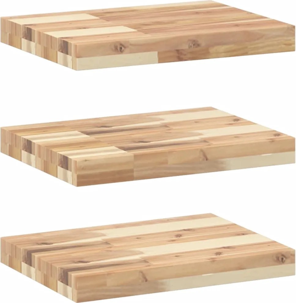 vidaXL 3 db kezeletlen tömör akácfa függőpolc 60 x 30 x 4 cm