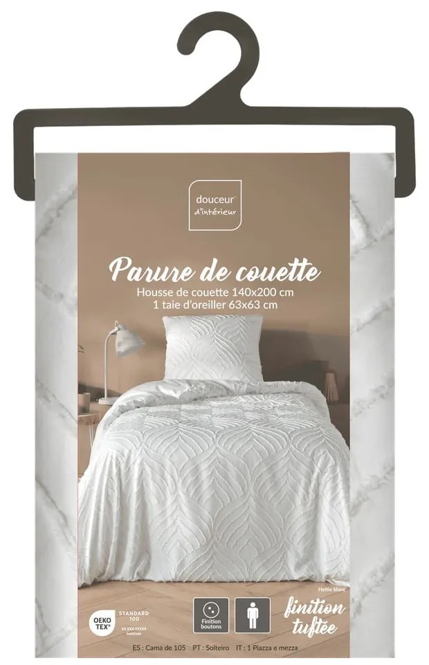 Fehér egyszemélyes mikroszálas ágyneműhuzat 140x200 cm Heltie – douceur d'intérieur