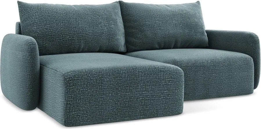 Türkiz kinyitható-tárolóhelyes sarokkanapé (bal oldali) Kalena – Makamii