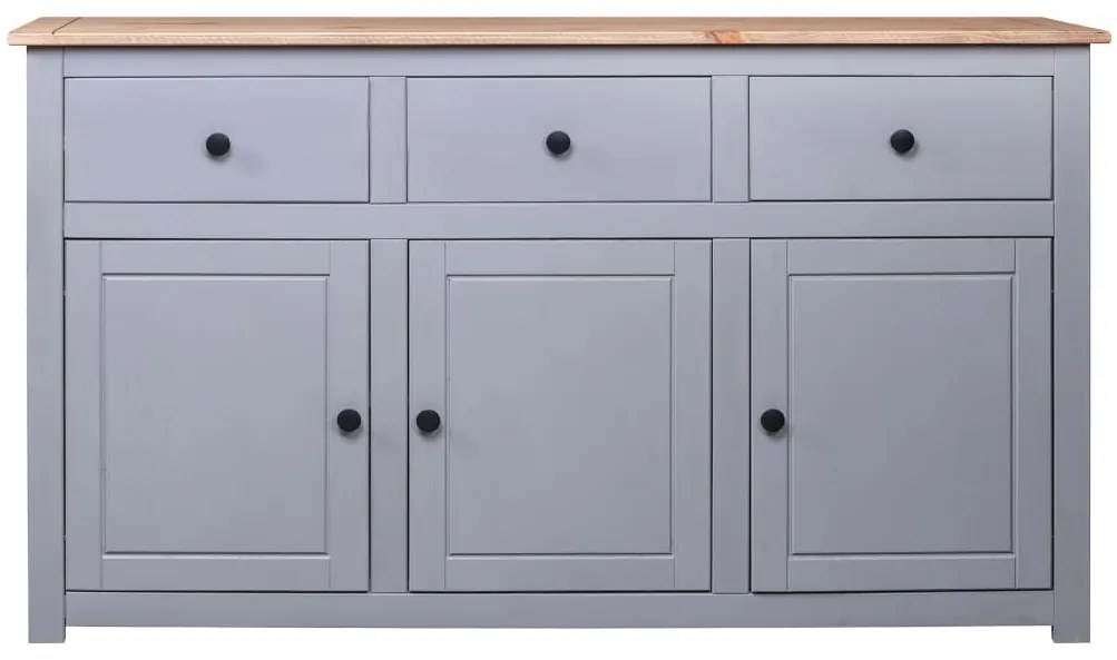 vidaXL szürke panama stílusú tömör fenyőfa tálalószekrény 135x40x80 cm