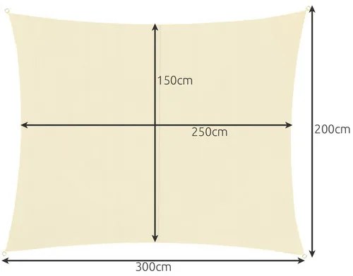 Sunshade sail 3x2m - beige Gardlov 23163