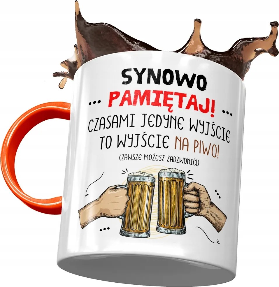 Narancssárga bögre Fia fiának Ajándék Nyomtatott Fotóval