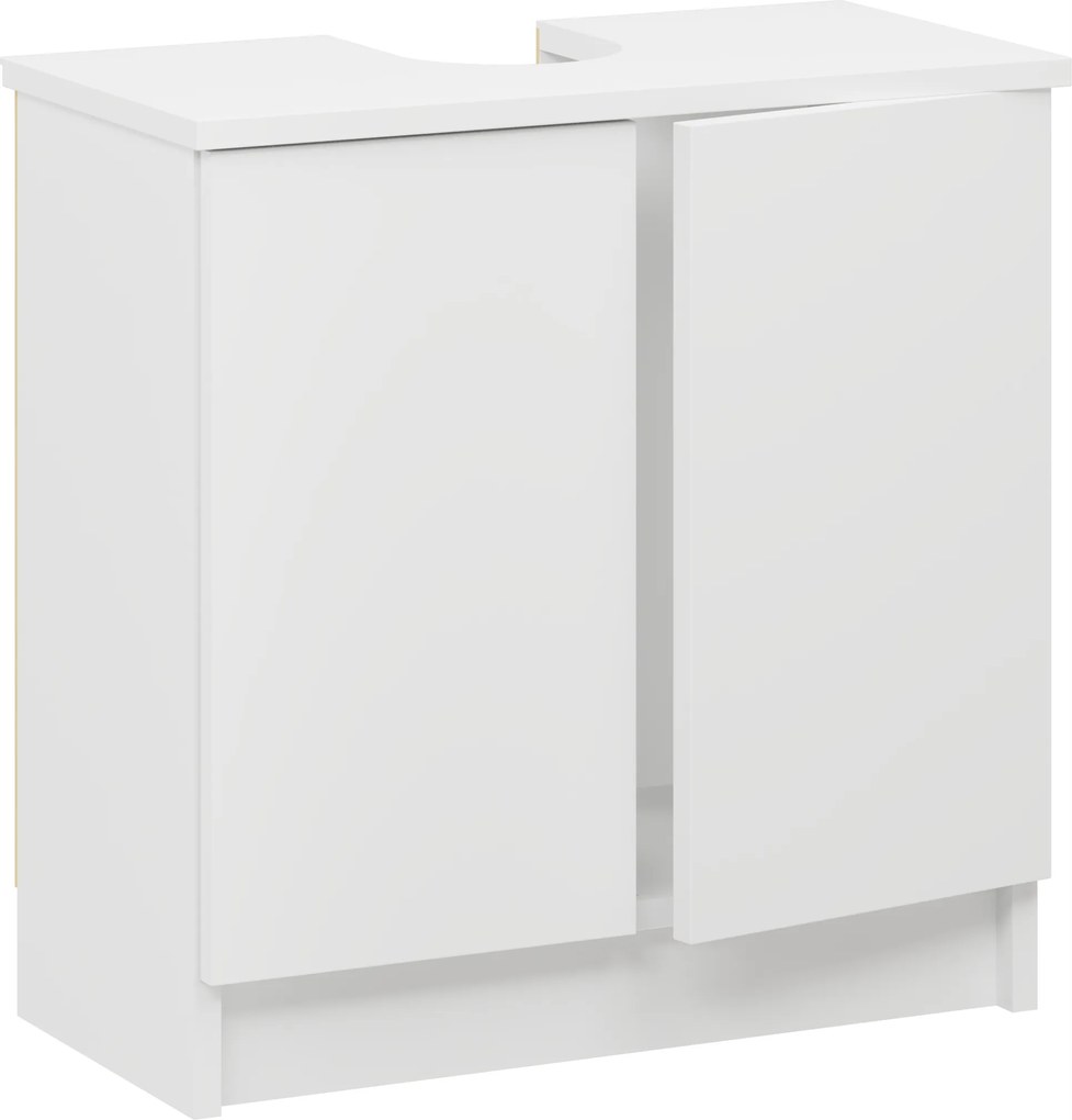 Tágas vegyszeres mosdó alatti szekrény, törölközőtartó fehér matt 60cm