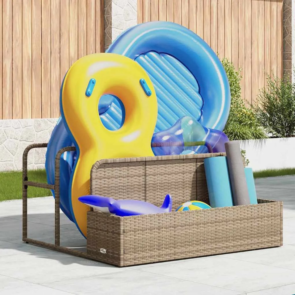 bézs polyrattan medence melletti úszótároló 110x100x57 cm