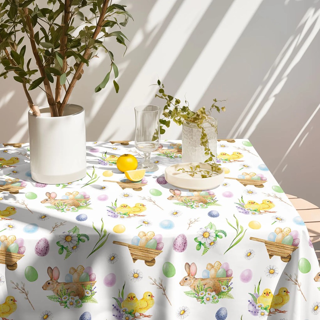 Goldea húsvéti szögletes teflonos asztalterítő - húsvéti szimbólumok 120 x 160 cm