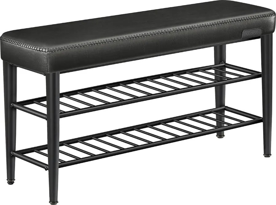VASAGLE EKHO modern műbőr cipős pad, 100 cm, tintafekete