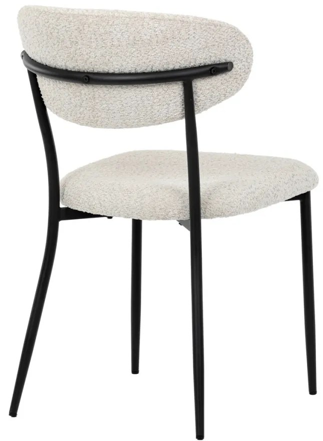 Scaun de sufragerie, material crem, picioare metalice negre