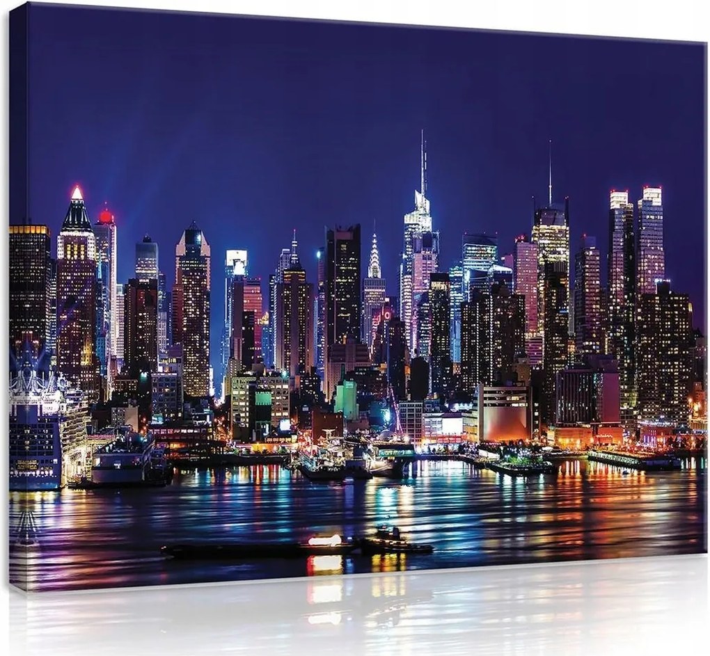 Vászonkép város éjszaka képek falra épületek 100x75