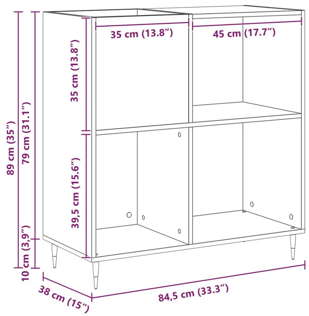 Rekord Szekrény Kézműves Tölgy 84,5x38x89 cm Műanyag