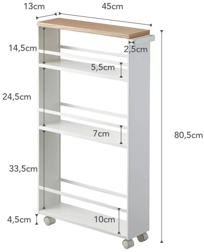Fehér fém fürdőszobai polcos állvány 47,5x81 cm Tower – YAMAZAKI