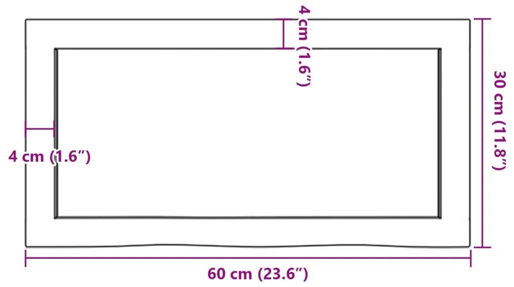 világosbarna kezelt tömör tölgyfa fali polc 60x30x(2-4) cm