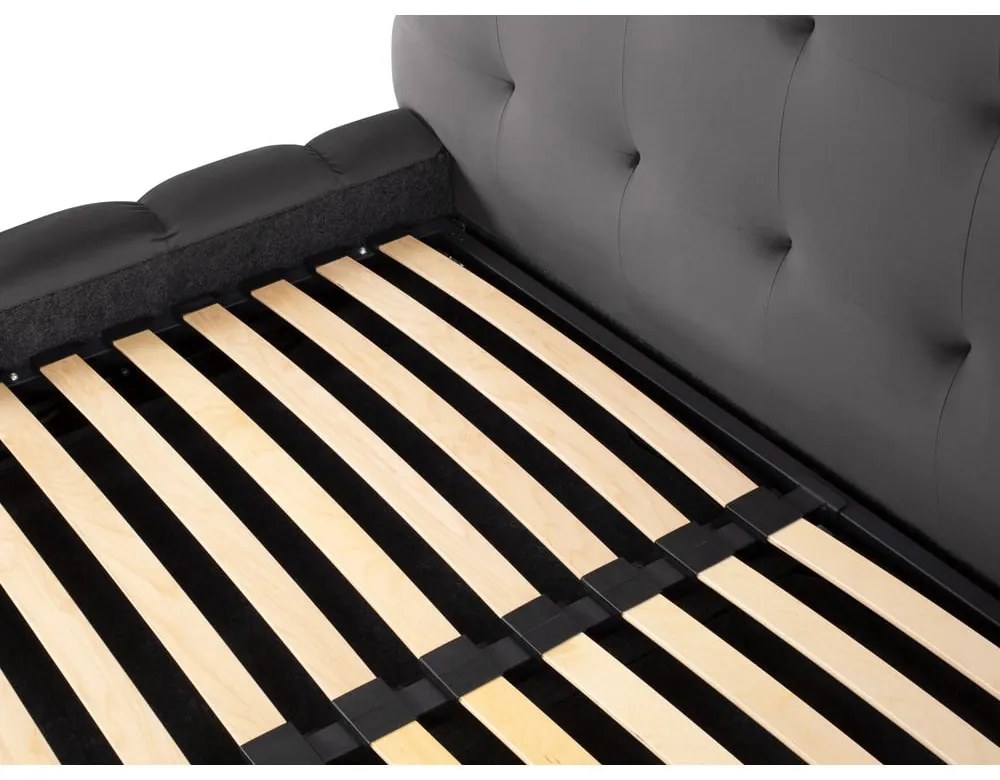 Szürke kárpitozott franciaágy tárolóhellyel, ágyráccsal 140x200 cm Bali – Cosmopolitan Design