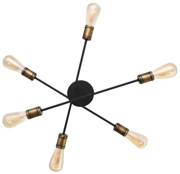 Csillár CAMBRIDGE 6xE27/20W/230V fekete/arany