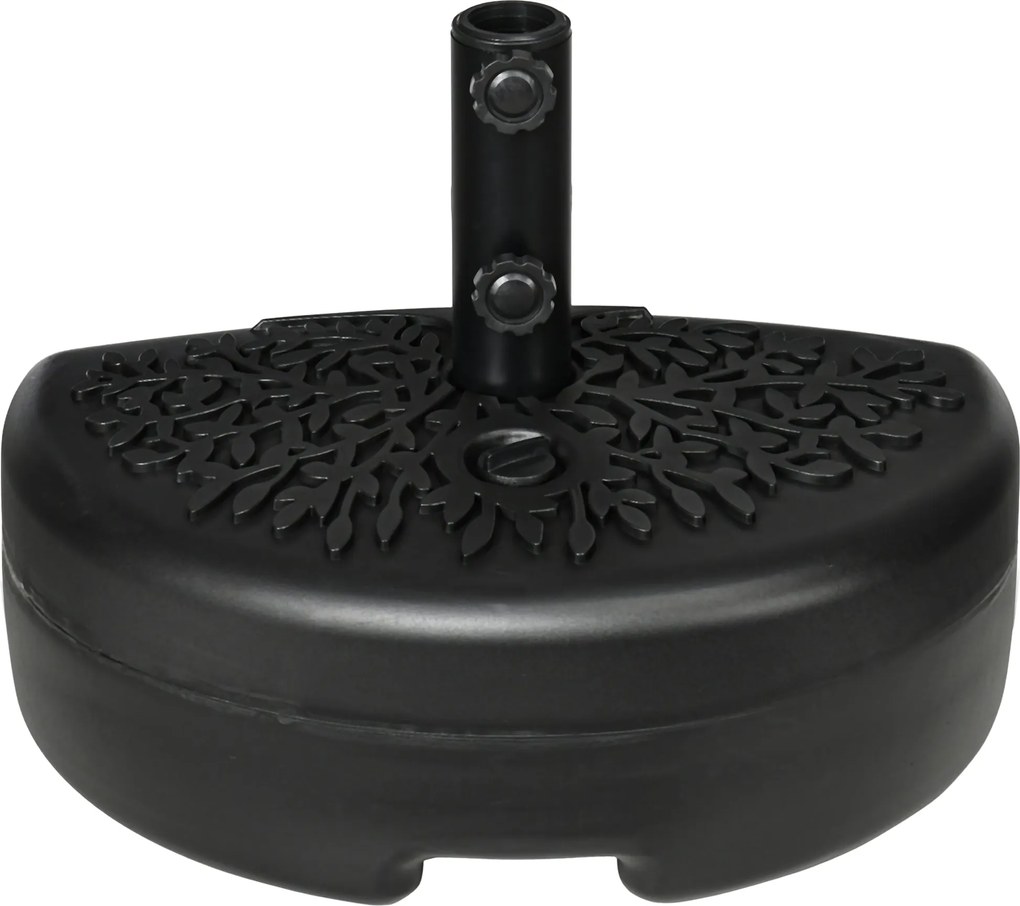 Outsunny Fali Ernyőalap Ø38/48 mm Félkör alakú Tölthető Napernyő Állvány 21 kg víz vagy 18 kg homokkal Kert Terasz Kültéri 50x31x38 cm Fekete | Aosom