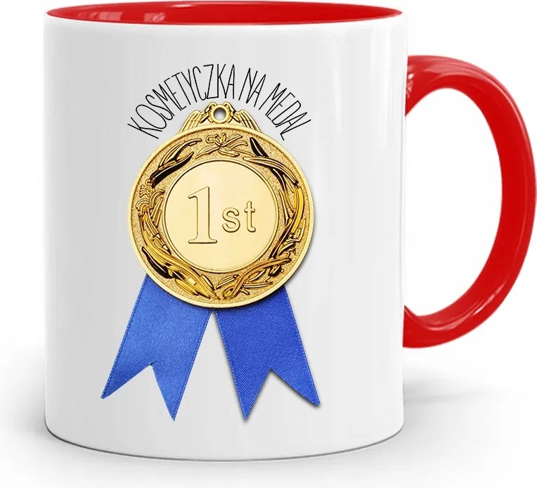 Piros Bögre Kozmetikusnak Érem Ajándék fényképes nyomtatással