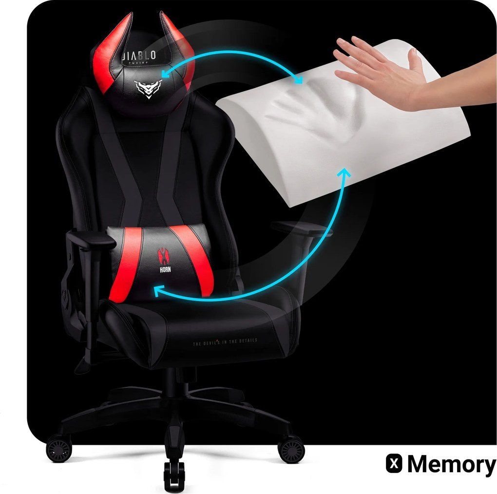 Gamer szék műbőr Small Size, fekete-piros: Diablo X-Horn 2.0