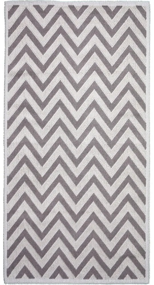 Zikzak bézs pamut szőnyeg, 80 x 200 cm - Vitaus