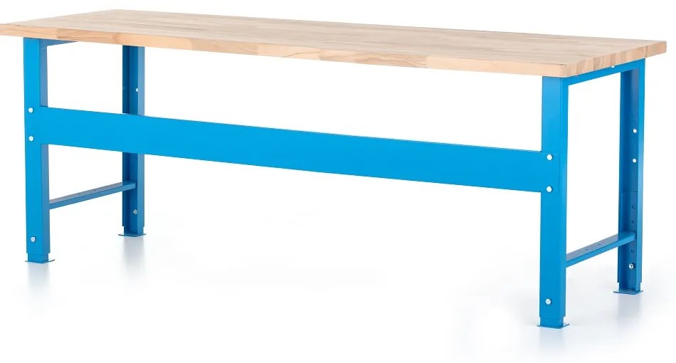 Állítható magasságú műhelyasztal Basic, előlappal, 200 x 80 cm, kék - ral 5012