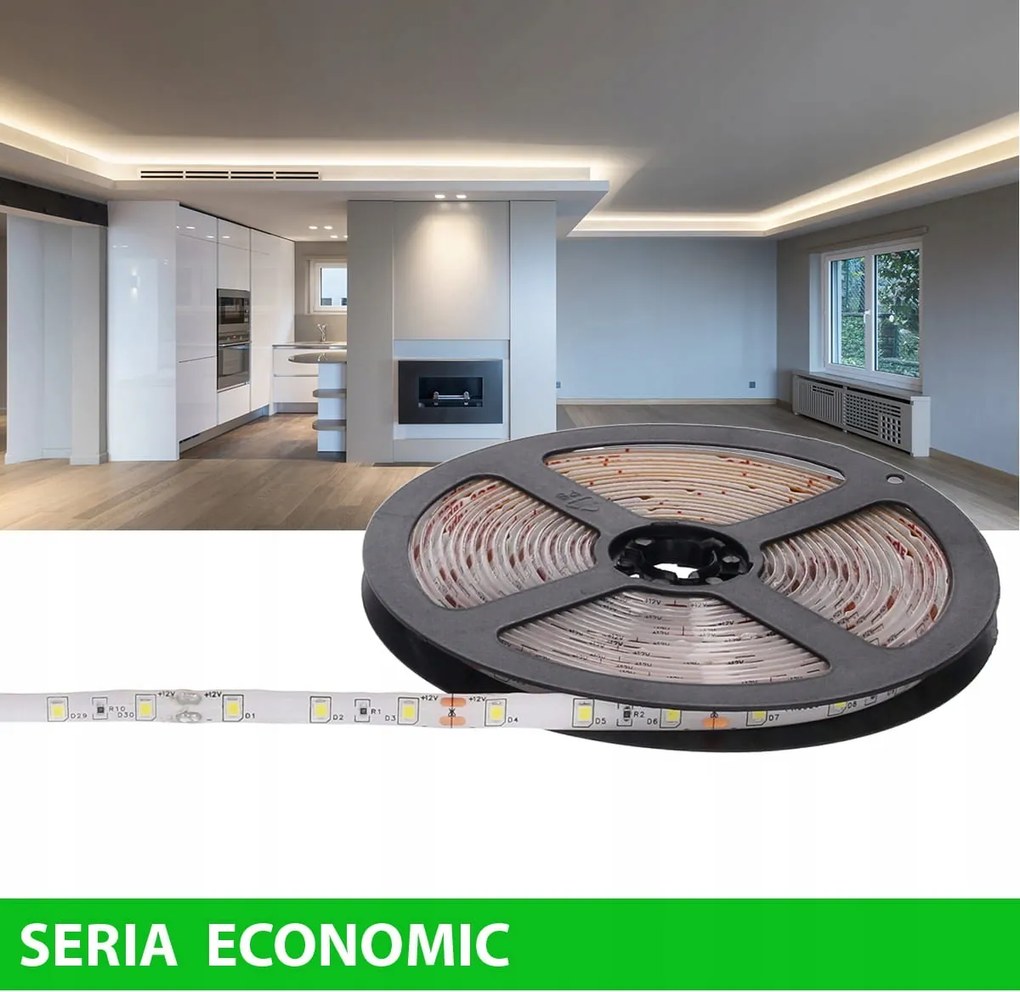 Vízálló Led szalag Semleges fehér 12V 60 LED/m 5m 2 év garancia