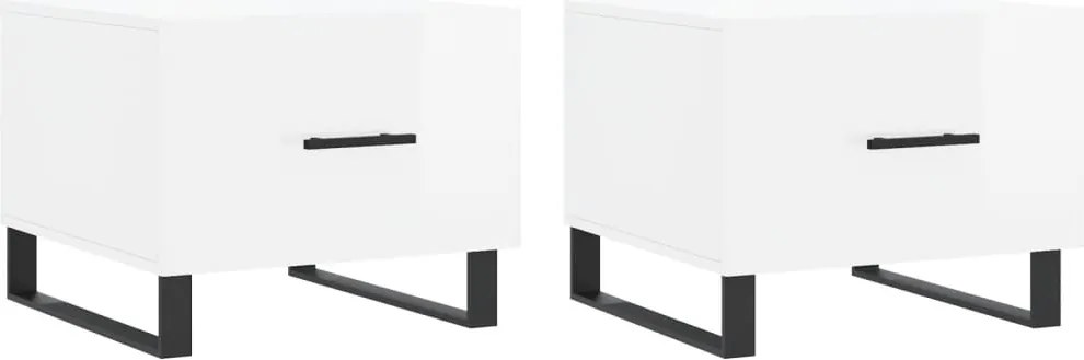 vidaXL 2 db magasfényű fehér szerelt fa dohányzóasztal 50 x 50 x 40 cm