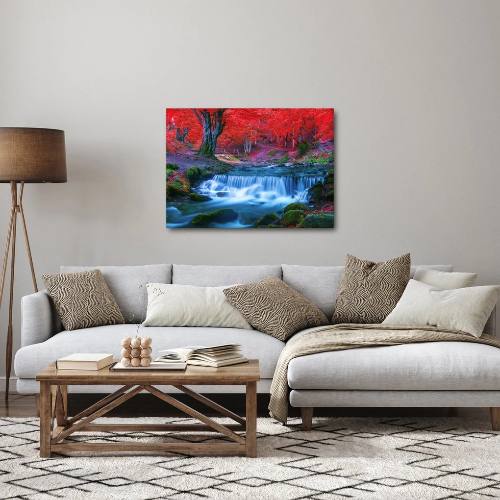 Kép Vízesés egy vörös erdőben (70x50 cm)