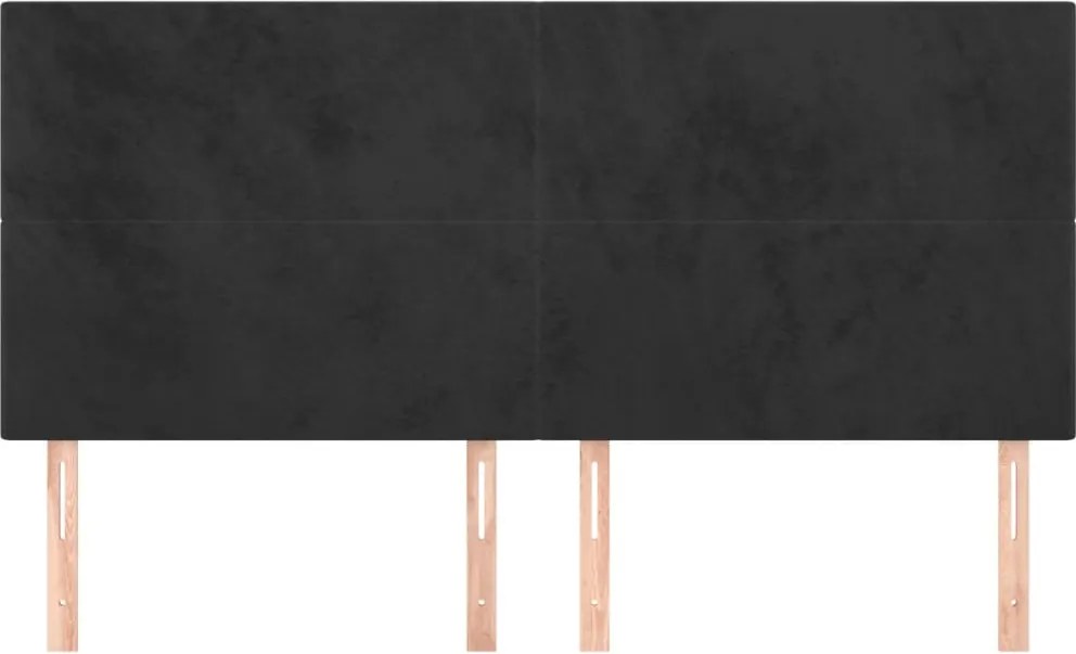 fekete bársony fejtámla 180x5x118/128 cm