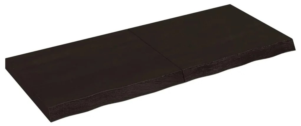 sötétbarna kezelt tömör tölgyfa fali polc 120 x 50 x (2-6) cm