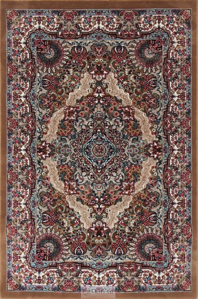 Perzsa szőnyeg barna MEDALION 160x230 luxus nappali szőnyeg akrilból
