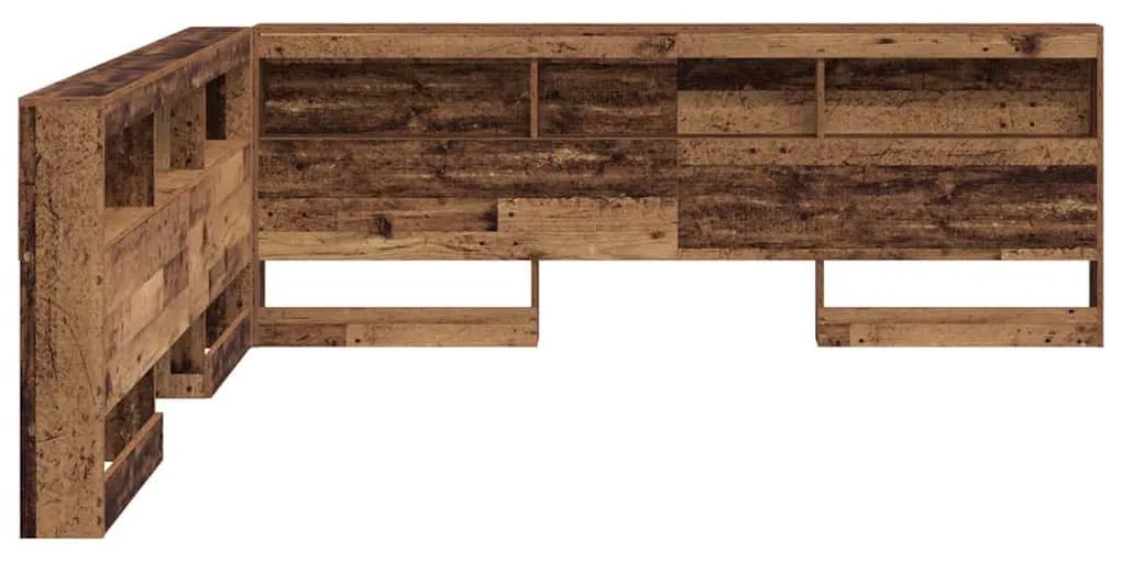 Tároló fejtámla polcokkal fejtámlával Régi fa 200 cm Faanyag